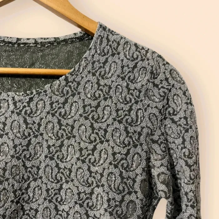 Haut rétro - manches 3/4 - gris - photo numéro 2