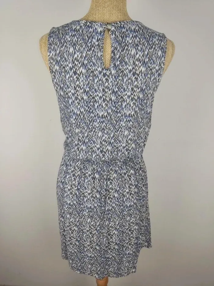 Robe mi-longue sans manches motifs graphiques bleu blanc noir taille M Best Mountain - photo numéro 2