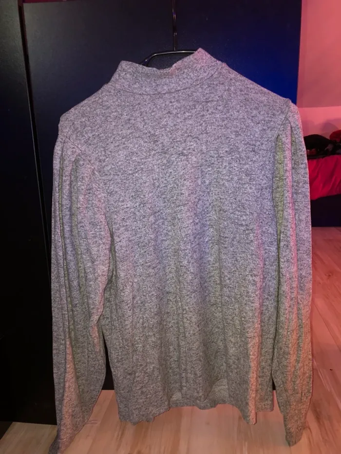 pull gris stradivarius col montant manches chauves souris