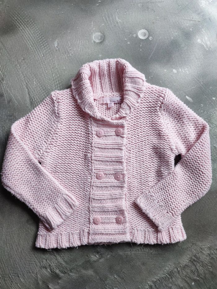 Gilet tricoté fille lisa rose 3 ans