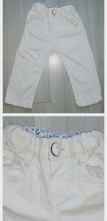 Pantalon beige crème Zara Kids - Détails fleuris - 6/9 mois (68 cm)