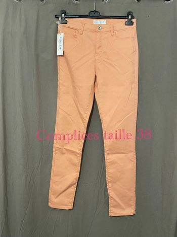 Pantalon taille haute coupe skinny corail saumon abricot neuf complices taille 38