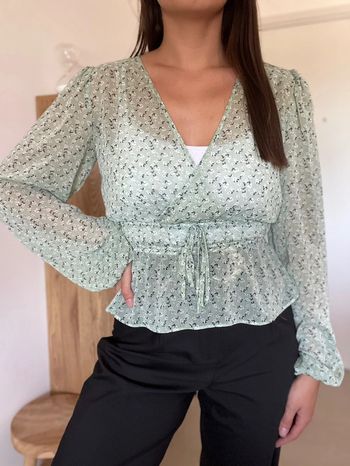 Blouse verte/menthe fleurie Stradivarius