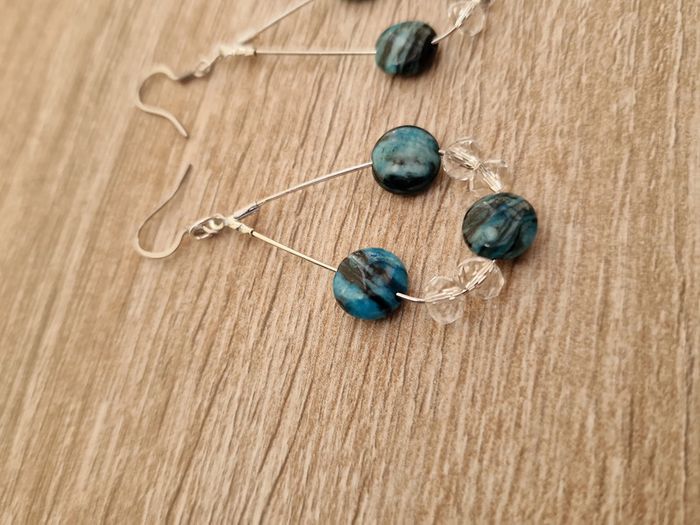 Boucles D'oreilles Apatite Cristal Acier - photo numéro 10