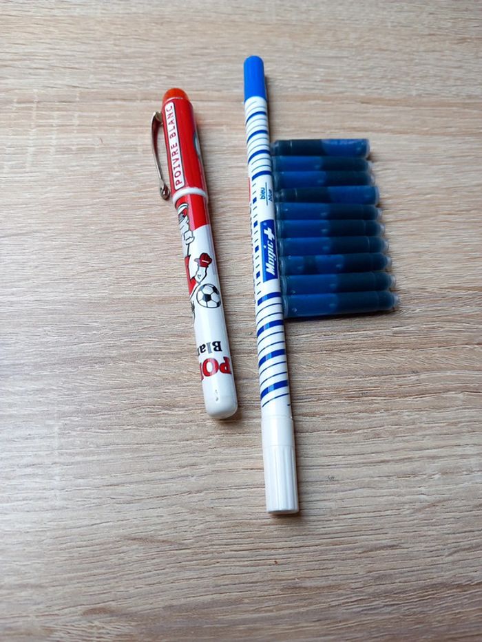 😴stylo plume PoivreBlanc/ 10 cartouche d'encre/ 1 effaceur neuf