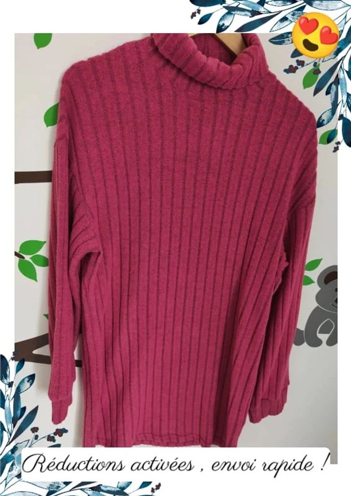 Robe pull rose femme L - photo numéro 2