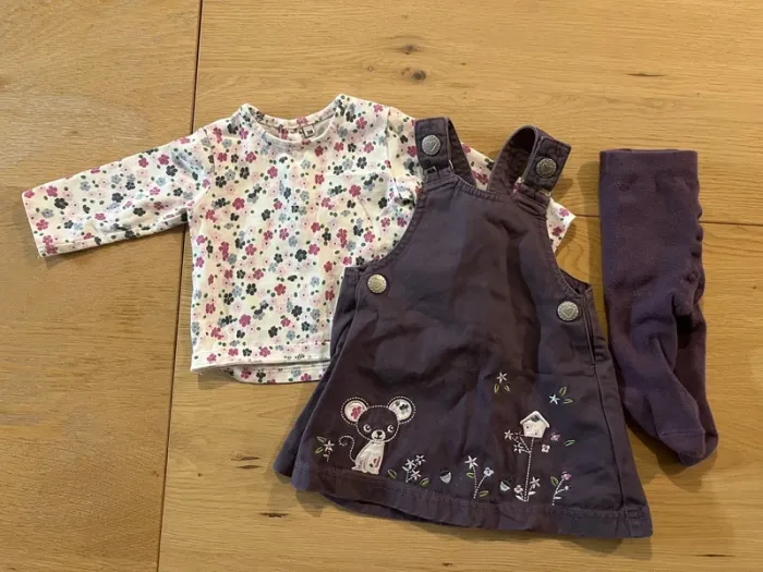 Ensemble robe / t-shirt / collant - 3 mois - photo numéro 2