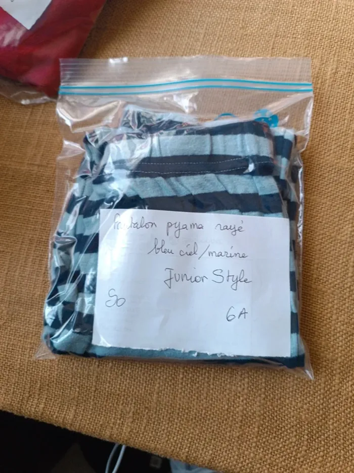 Pantalon de pyjama rayé marine-ciel 6A - photo numéro 6