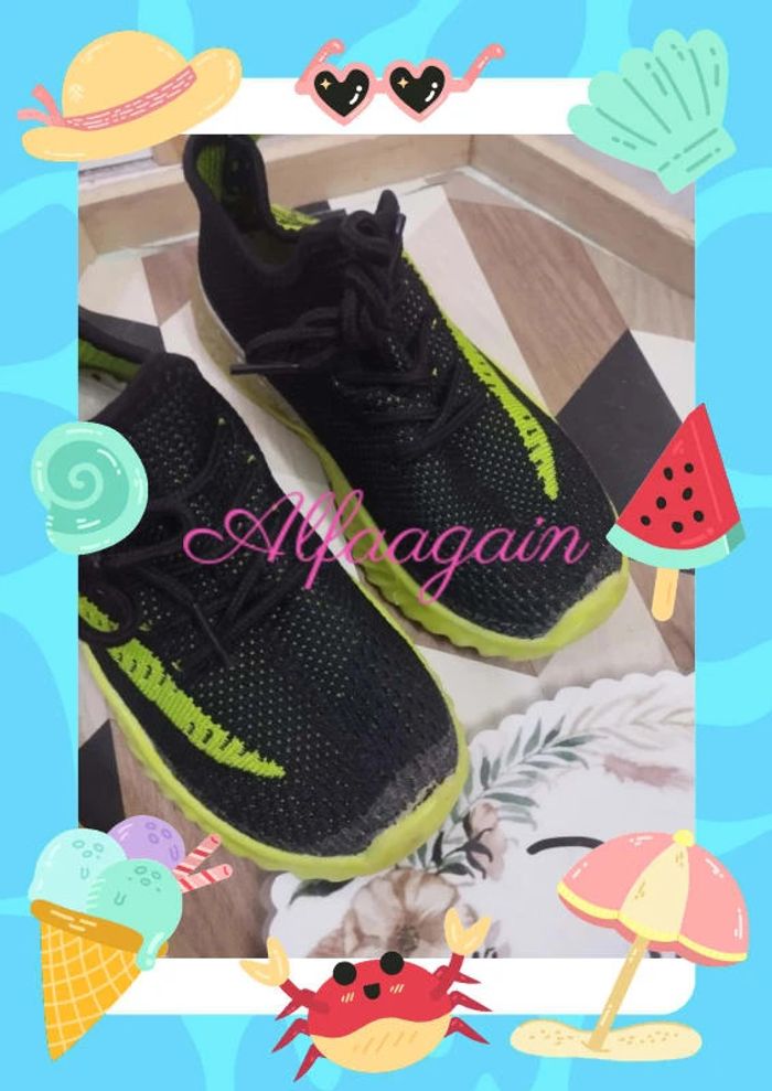 Baskets sport mixte noires/jaunes 30 - photo numéro 2