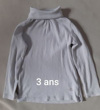 Sous-pull (tee-shirt col roulé) blanc fille - Orchestra - 3 ans