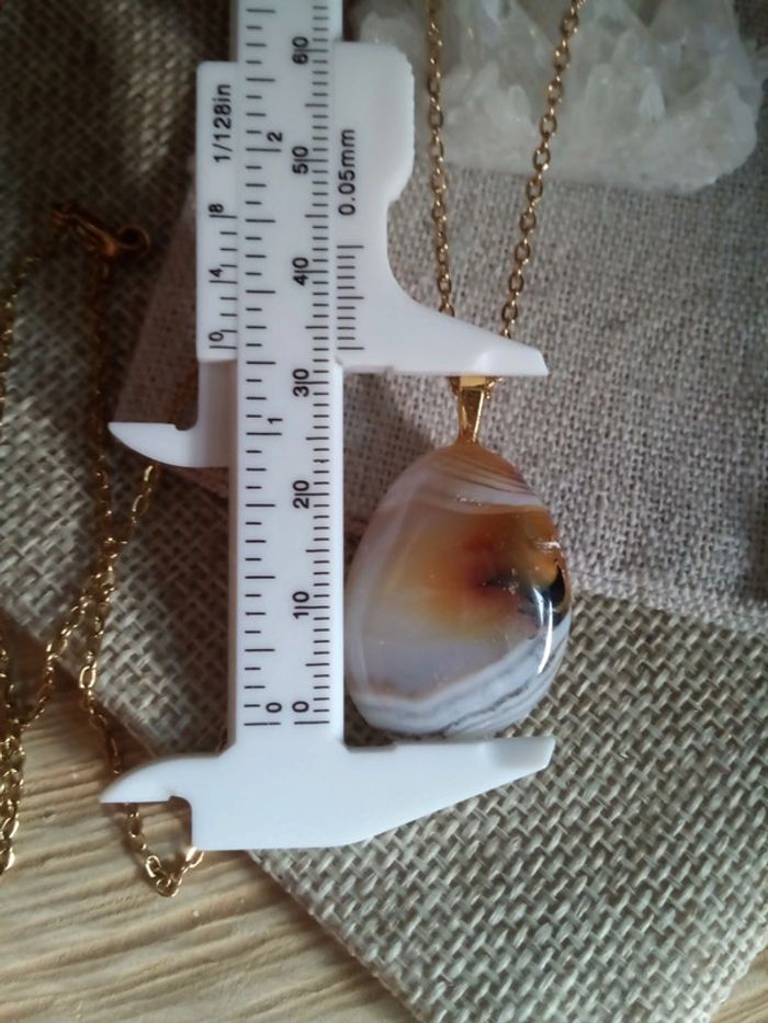 Collier pendentif en pierre d'agate Sardonyx - photo numéro 4