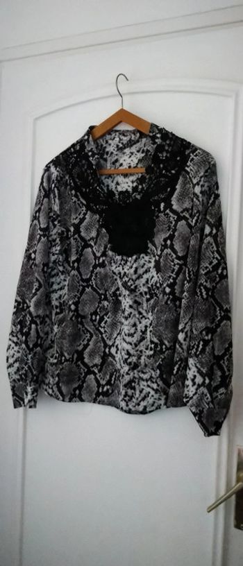 Haut imprimé python avec broderies gris femme XL