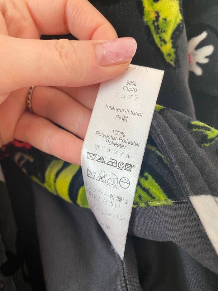 Manteau en velour Kenzo noir et fleurs 40 - photo numéro 8