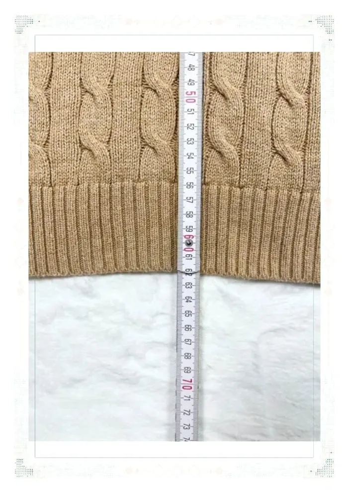 Ralph Lauren pull torsadé col ras de cou beige homme taille L coton - photo numéro 14