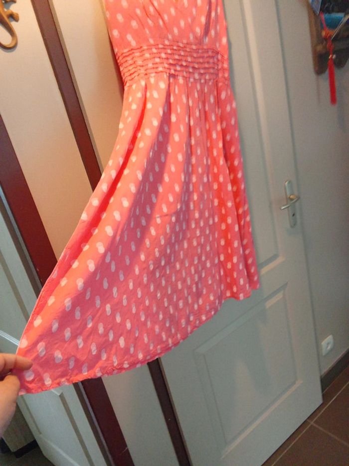 Robe style vintage corail à double pois blanc taille 42 44 - photo numéro 4