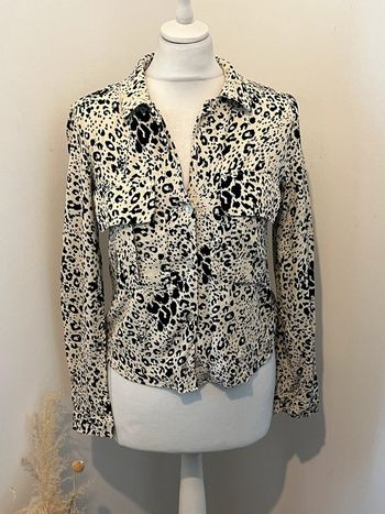 Chemise écrue motifs noir Zara XS