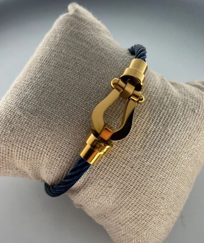 Bracelet style fred bleu avec fermoir doré (23cm) - photo numéro 2