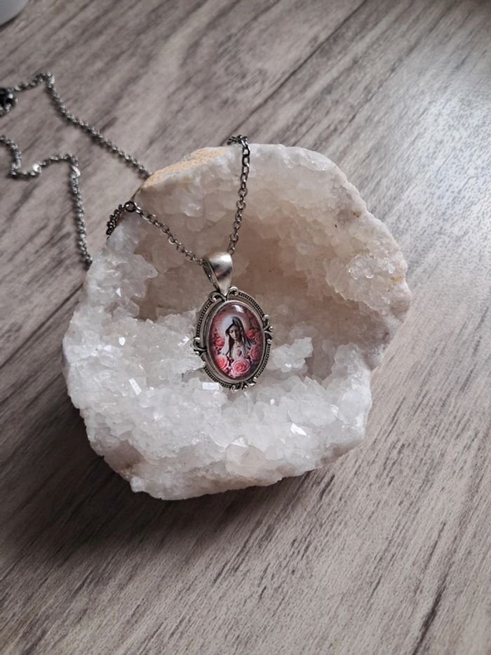 Collier méadaillon notre dame du rosaire - photo numéro 2