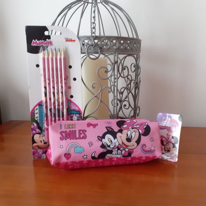 Trousse scolaire Minnie Mouse + 6 Crayons-couleur