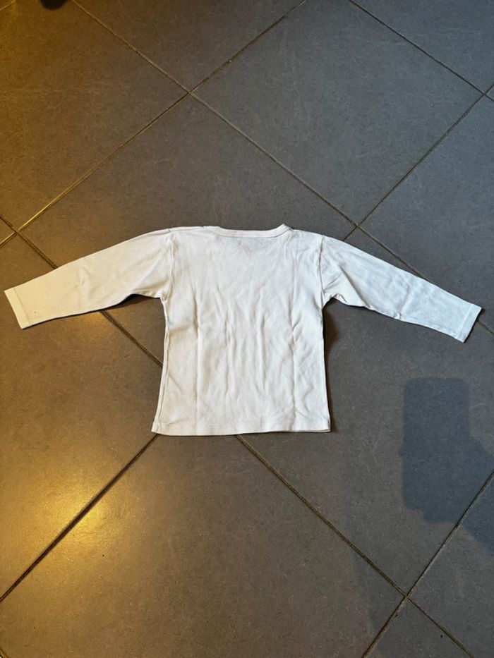 T shirt manches longues / Maillot de corps - Petit bateau / Ancre - Blanc & bleu - 5 ans - photo numéro 3