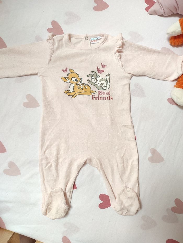 Pyjama une pièce bébé fille - Bambi et Panpan - 12 mois - Très bon état - Disney - photo numéro 3