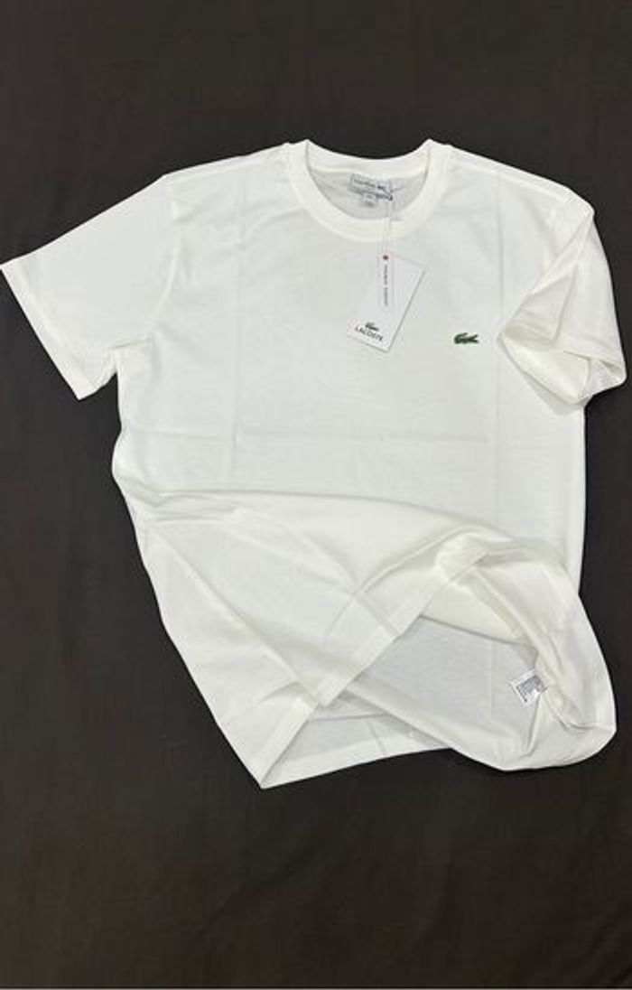T-shirt Lacoste taille L blanc unis - photo numéro 4