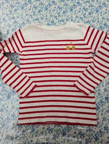 Tee-shirt marinière Monoprix kids customisé 🍒 8 ans neuf