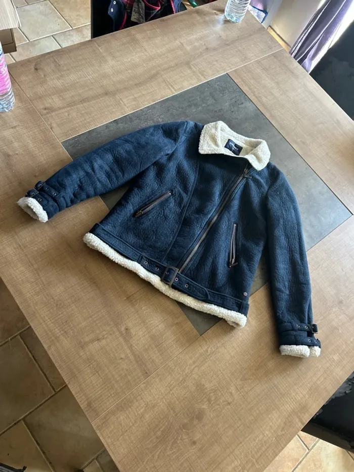 Blouson, veste aviateur femme, blouson bombardier bleu marine, taille S