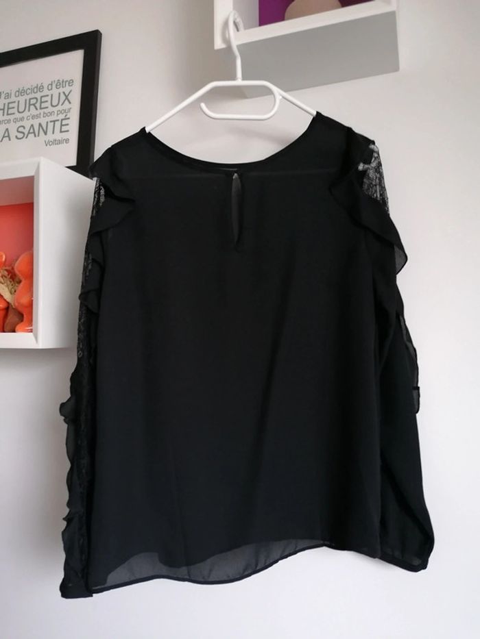 Blouse manches frou frou dentelle noire Promod 38 - photo numéro 6