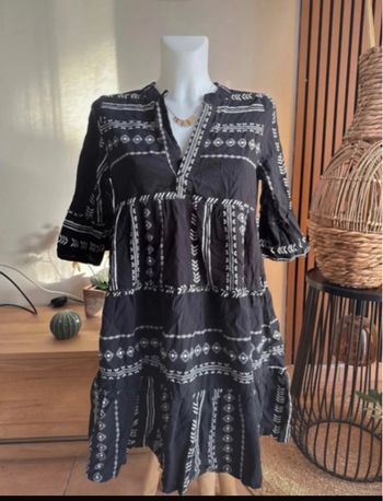 Robe noire et blanche lin et coton