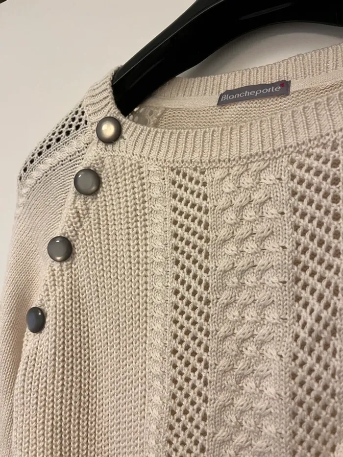 Pull blanc/crème - photo numéro 2