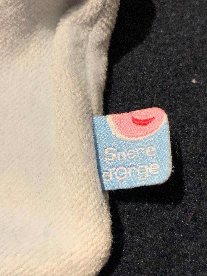 Doudou plat petit ours bleu Sucre D'orge en velours - photo numéro 6