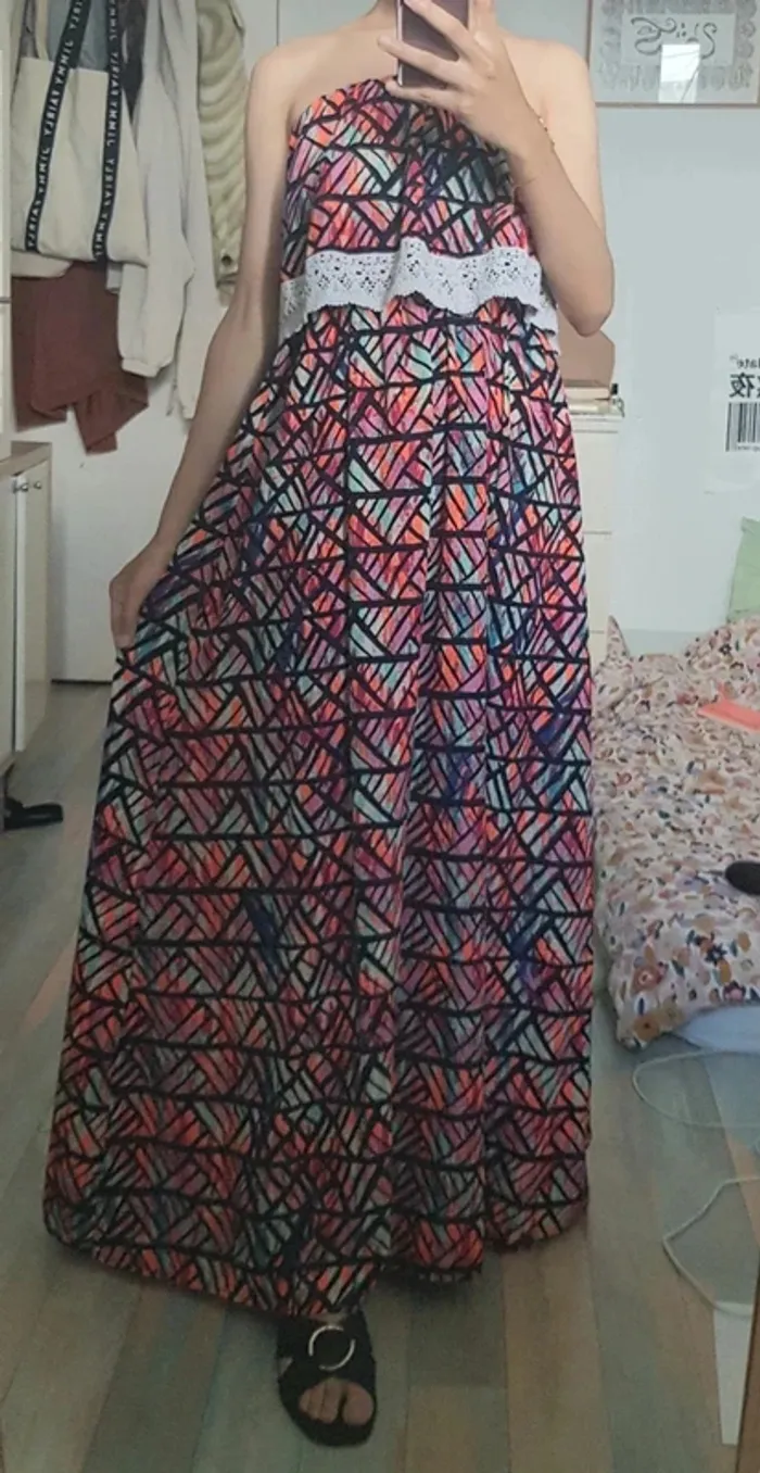 Magnifique Robe longue multicolore géométrique comme neuve taille unique - photo numéro 7