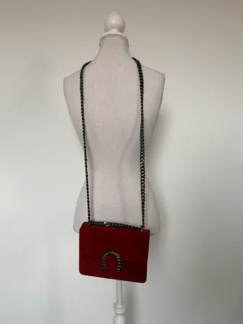 Sac chaîne bordeaux borsa bolsa bag Zak rosso main piel handbag Handtasche Bolso de mano borsa
