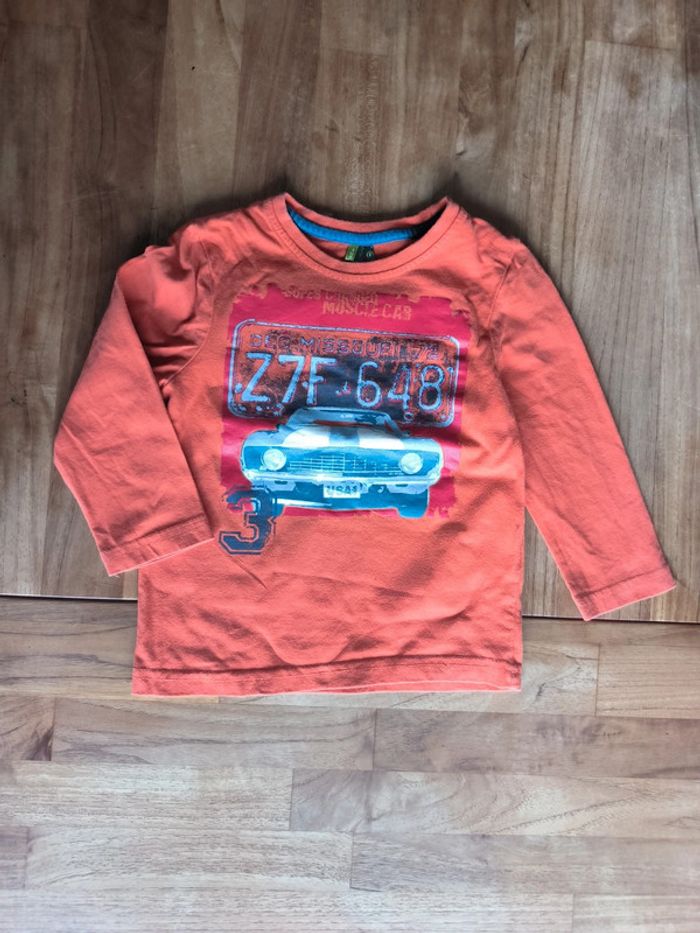 T-shirt manches longues orange 3ans 98cm