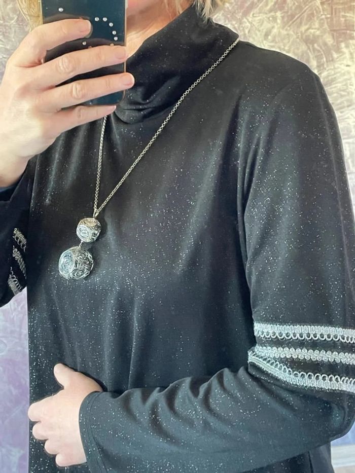 Robe tunique noire façon poncho splendide - photo numéro 5
