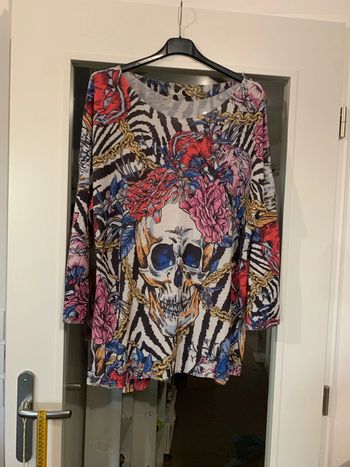 T-shirt long tête de mort grande taille