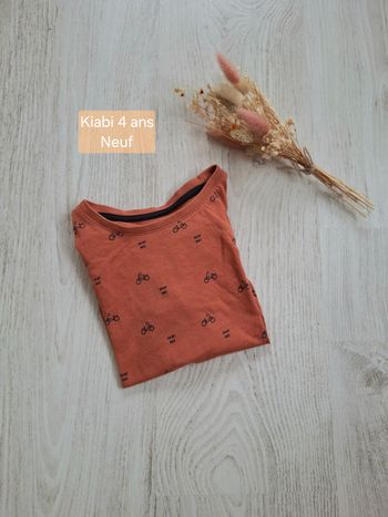 Haut/T-shirt garçon Kiabi 4 ans terracotta motif vélo style tendance - Neuf