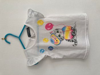 Tee-shirt motif chat en fête fille 12 mois
