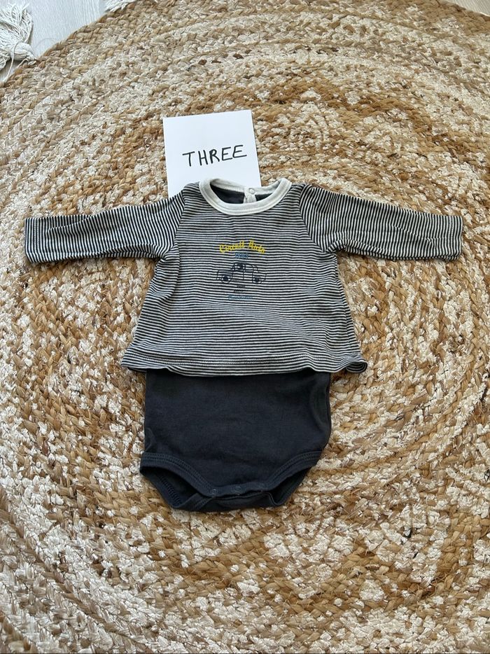 Bodies tee-shirt 2 en 1 rayé bleu marine petit bateau