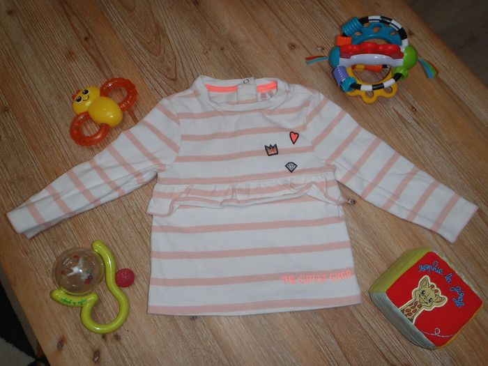 haut épais ML - rose et blanc