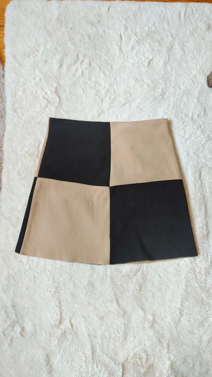 Jupe damier beige et noire vintage - photo numéro 2