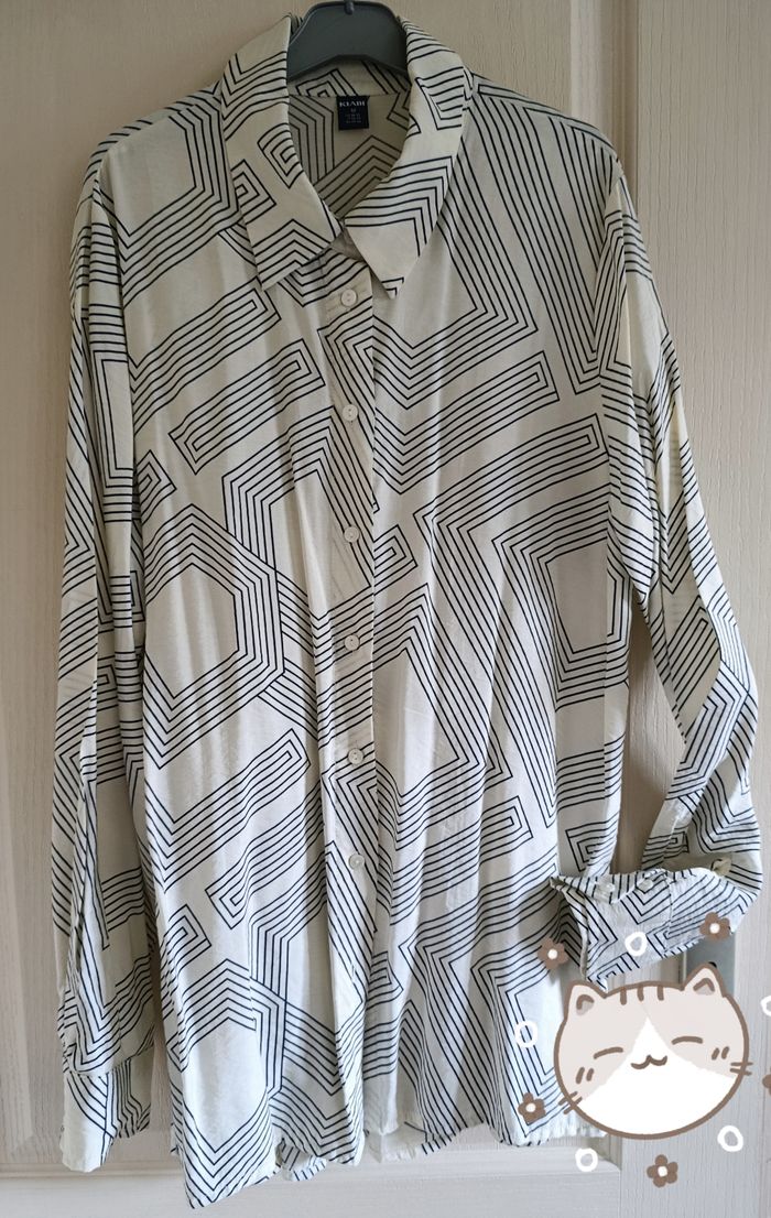 Chemise fluide blanc cassée et noi - photo numéro 3