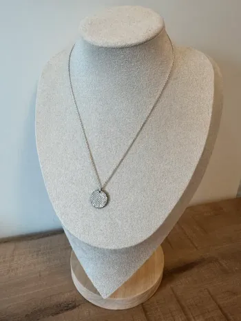 Collier Pandora Authentique Pendentif Rond Timeless Pave de Strass blanc