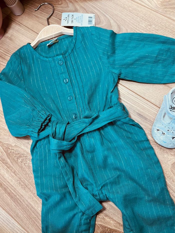 Taille 12 mois salopette fille TAO verte et scintillante 🌸 - photo numéro 4