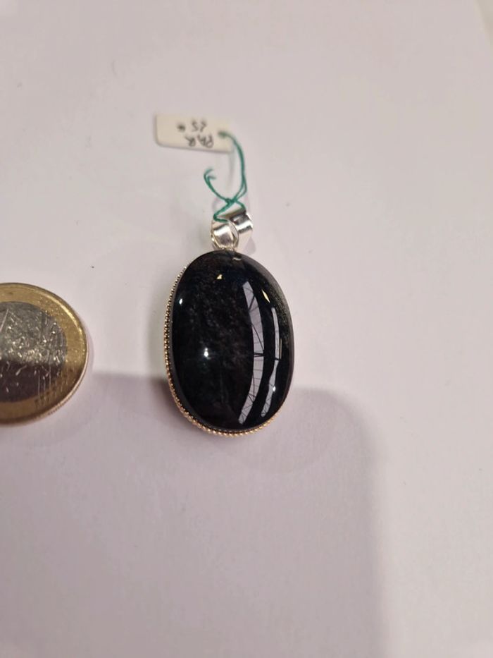 Pendentif obsidienne argentée Mexique - photo numéro 5