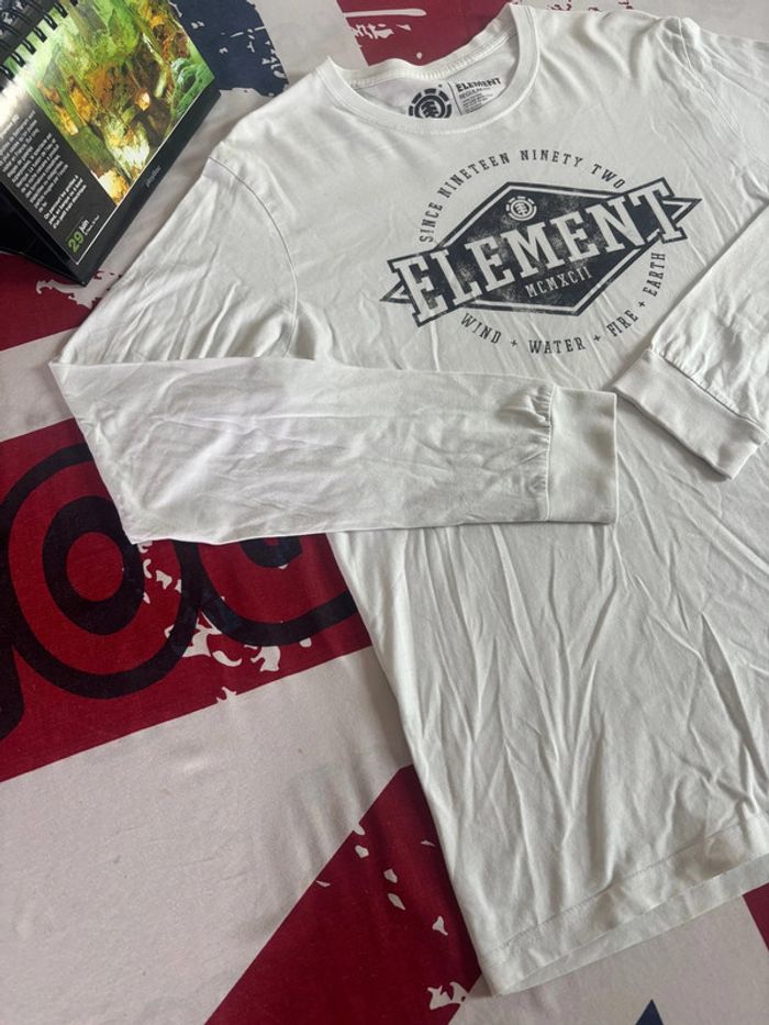 T-shirt manche longue Element taille S blanc logo imprimé noir - photo numéro 5