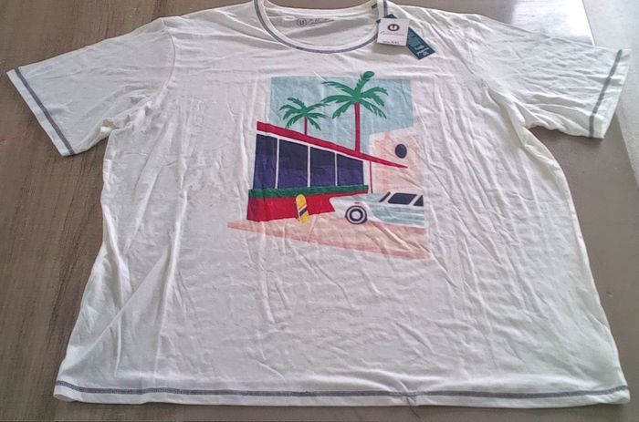 T-shirt manches courtes marque U collection taille XXXXXL/5XL couleur blanc à motif pour homme - photo numéro 6