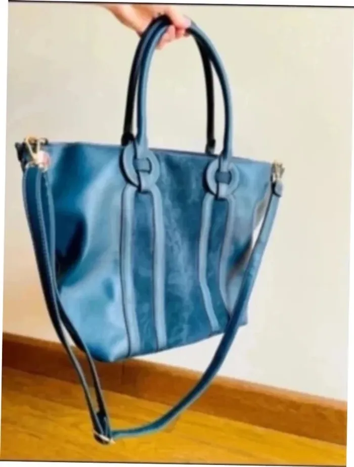 Sublime sac à main bleu turquoise canard avec poignée et bandoulière - photo numéro 2