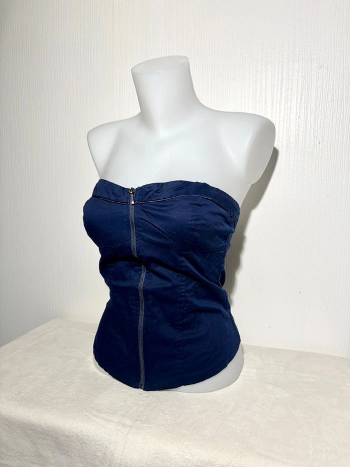 Bustier zippé bleu marine bershka- Taille M - photo numéro 2